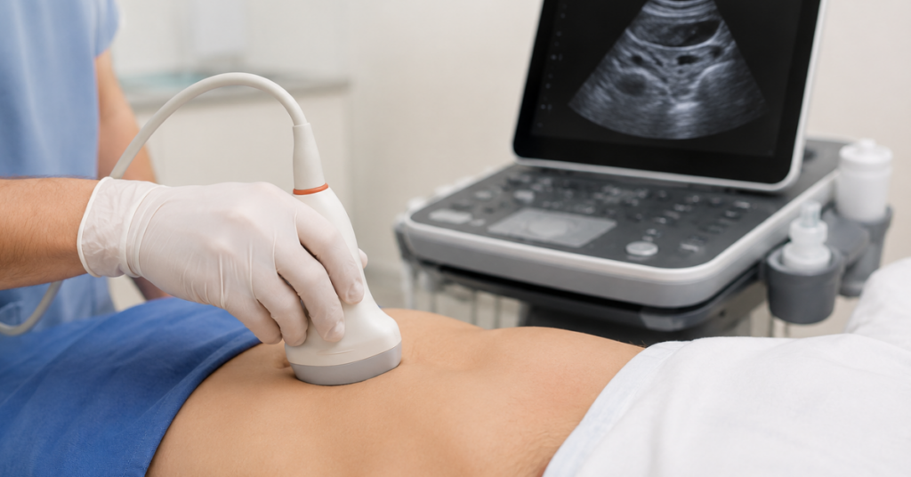 Ultrassom gástrico realizado antes de procedimento com anestesia
